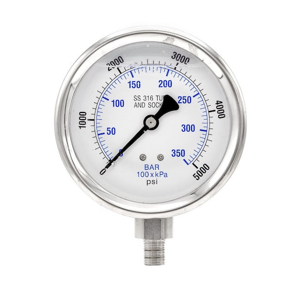 Pic Gauges 4 in Dial, 1/4 in NPT Male Lower Location, Stainless Steel Case Material PRO-301L-404R-01 - main
